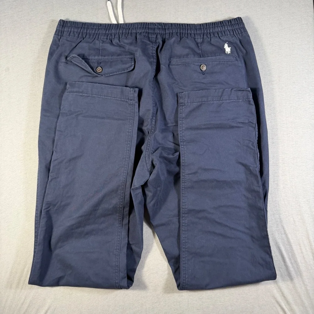 Polo Ralph Lauren Mens Slim Taper Fit Navy Blue Elastic Waist Chino Pants Large